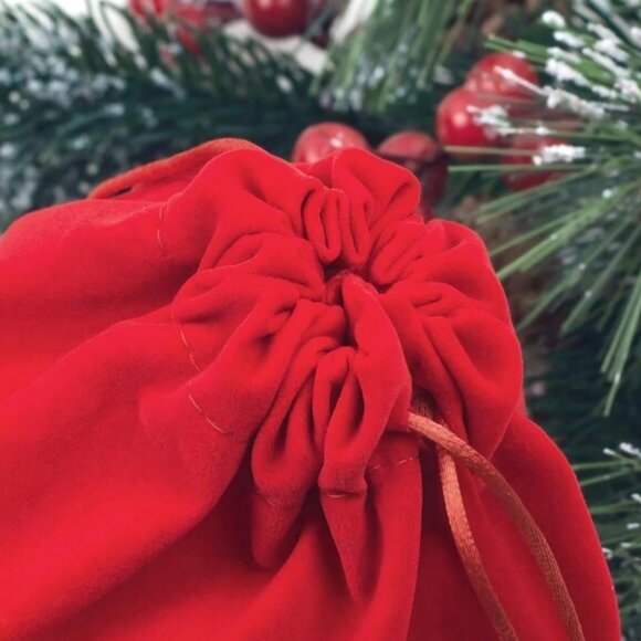 4 Random Christmas Red Velvet Gift Bags Drawstring Holiday Candy Bag Jewelry - Picture 9 of 9